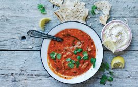 Saffron fish stew with white beans soup